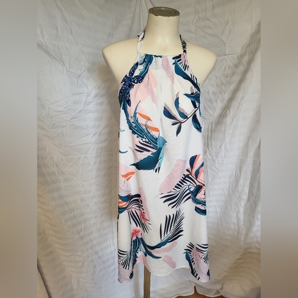 Tropical Halter Neck Dress, Size Large - Picture 2 of 3